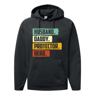 Husband Daddy Protector Hero Performance Fleece Hoodie