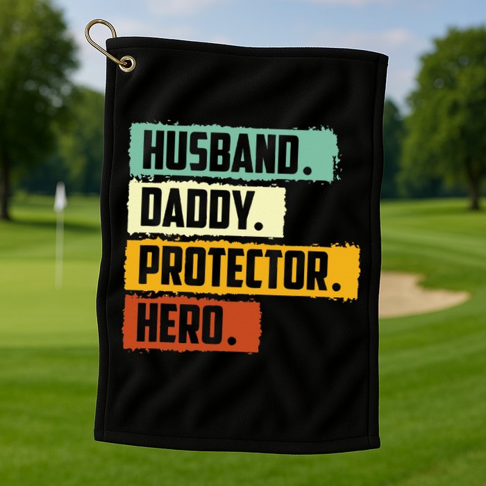 Husband Daddy Protector Hero Golf Towel