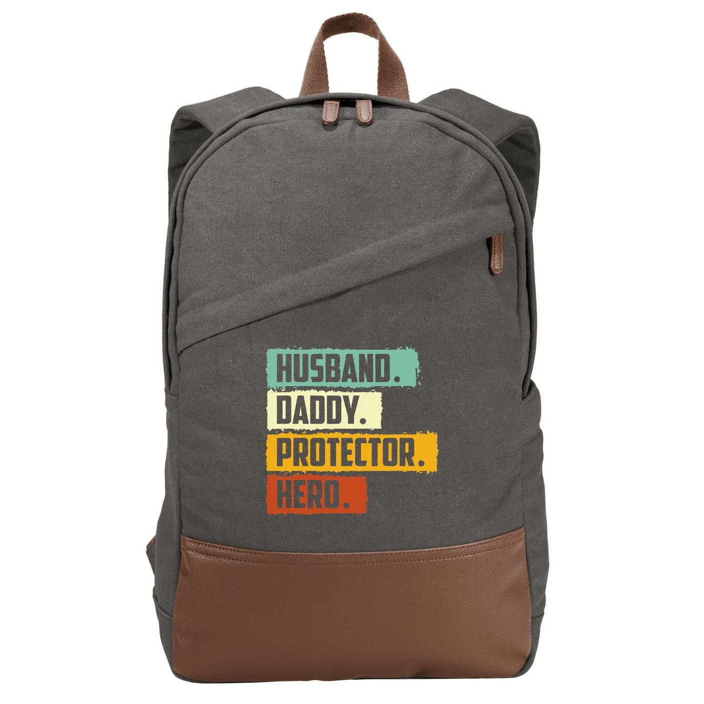 Husband Daddy Protector Hero Cotton Canvas Backpack