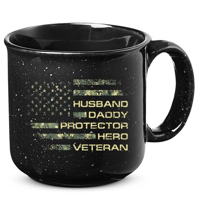 Husband Daddy Protector Hero Veteran Usa Flag Camouflage Dad 15oz Campfire Ceramic Mug