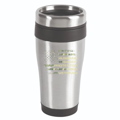 Husband Daddy Protector Hero Veteran Usa Flag Camouflage Dad 16oz Travel Tumbler