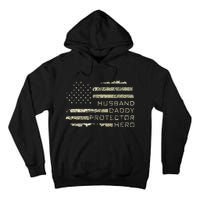 Husband Daddy Protector Hero Fathers Day American Flag camo Tall Hoodie