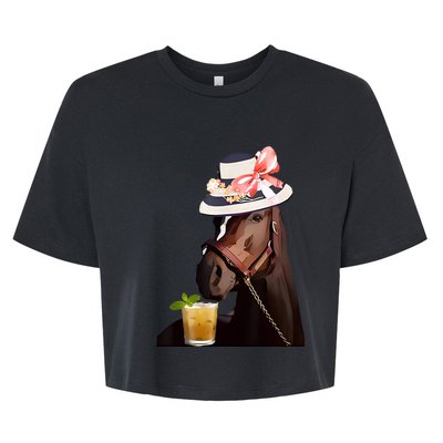 Horse Derby Party Blue Bella+Canvas Jersey Crop Tee