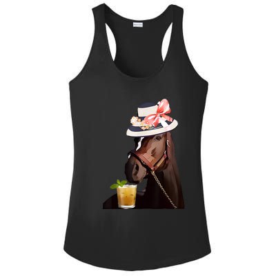 Horse Derby Party Blue Ladies PosiCharge Competitor Racerback Tank