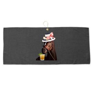 Horse Derby Party Blue Large Microfiber Waffle Golf Towel