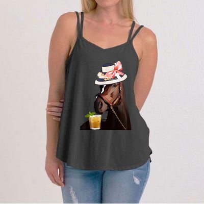 Horse Derby Party Blue Women's Strappy Tank