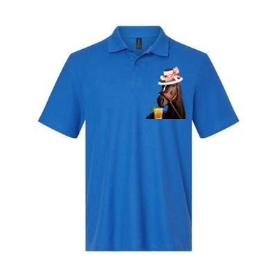 Horse Derby Party Blue Softstyle Adult Sport Polo