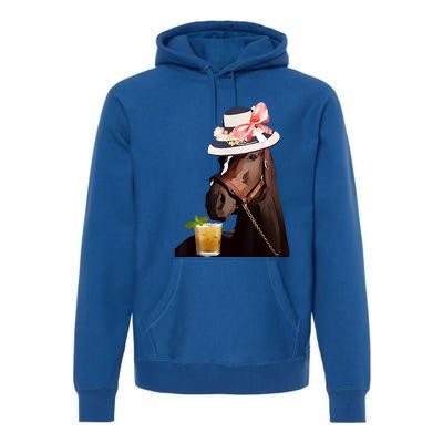 Horse Derby Party Blue Premium Hoodie