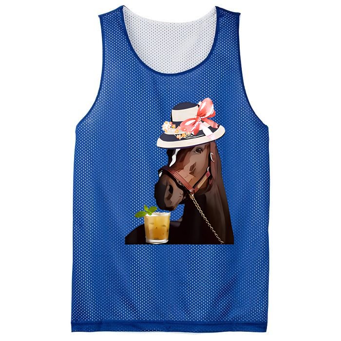 Horse Derby Party Blue Mesh Reversible Basketball Jersey Tank