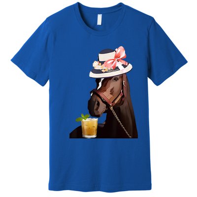 Horse Derby Party Blue Premium T-Shirt