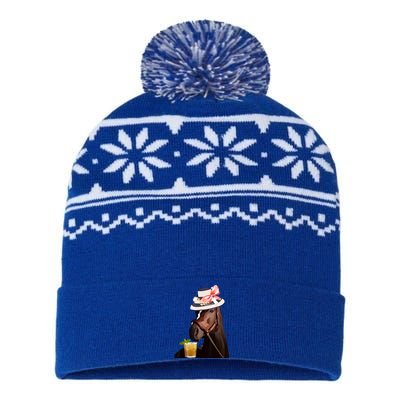 Horse Derby Party Blue USA-Made Snowflake Beanie