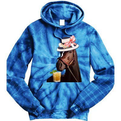 Horse Derby Party Blue Tie Dye Hoodie