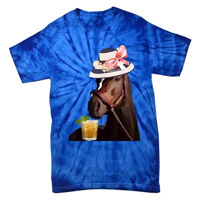 Horse Derby Party Blue Tie-Dye T-Shirt