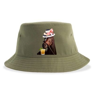 Horse Derby Party Blue Sustainable Bucket Hat