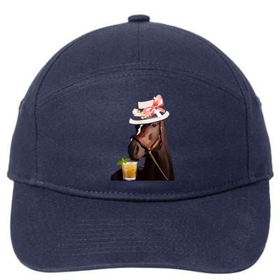 Horse Derby Party Blue 7-Panel Snapback Hat