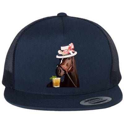 Horse Derby Party Blue Flat Bill Trucker Hat