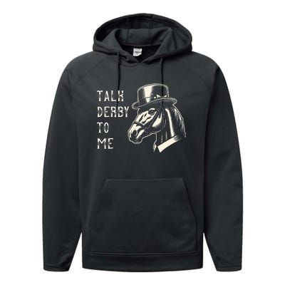 Horse Derby Party Blue Hat Talk Derby To Me Performance Fleece Hoodie