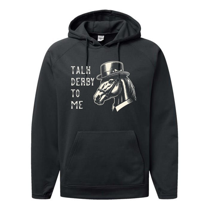 Horse Derby Party Blue Hat Talk Derby To Me Performance Fleece Hoodie