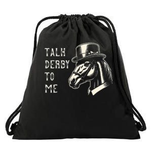 Horse Derby Party Blue Hat Talk Derby To Me Drawstring Bag