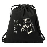 Horse Derby Party Blue Hat Talk Derby To Me Drawstring Bag