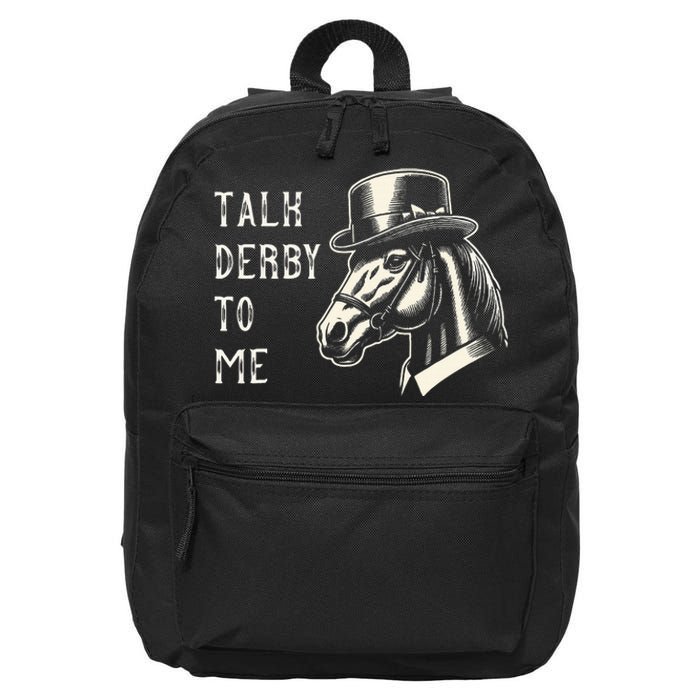 Horse Derby Party Blue Hat Talk Derby To Me 16 in Basic Backpack