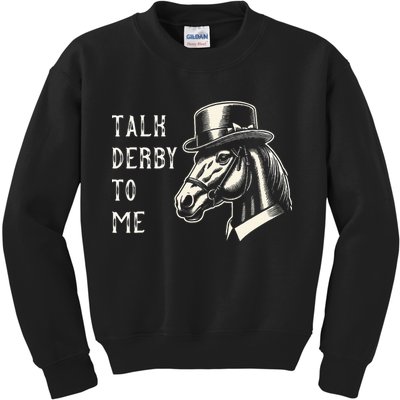 Horse Derby Party Blue Hat Talk Derby To Me Kids Sweatshirt