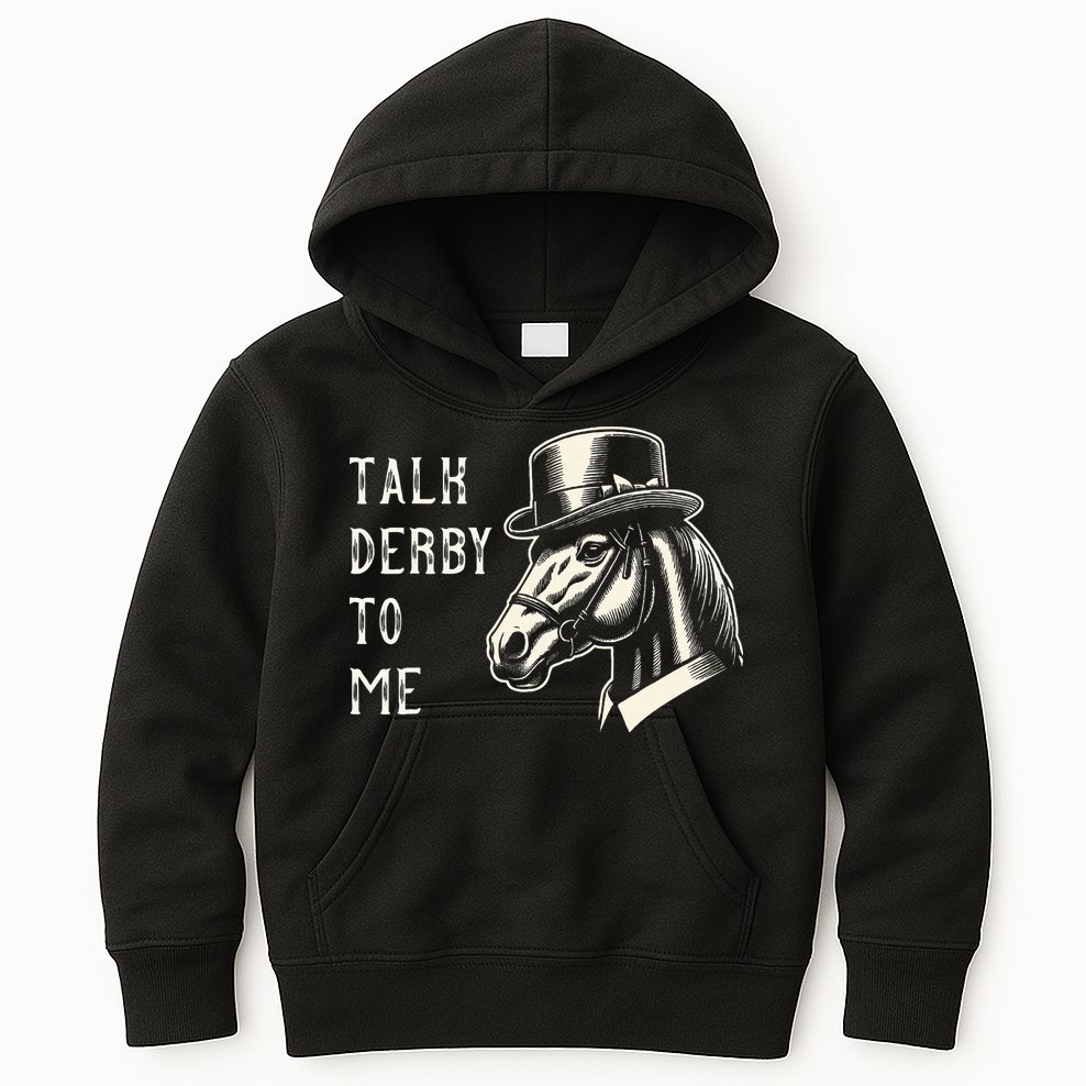 Horse Derby Party Blue Hat Talk Derby To Me Kids Hoodie