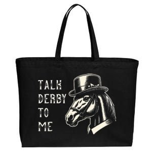 Horse Derby Party Blue Hat Talk Derby To Me Cotton Canvas Jumbo Tote