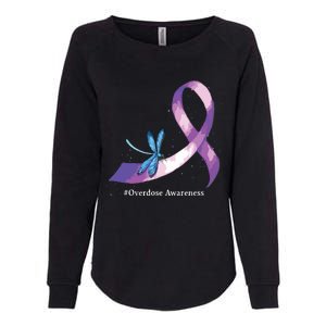 Hippie Dragonfly Purple Ribbon Overdose Awareness Womens California Wash Sweatshirt