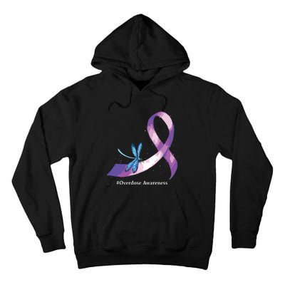 Hippie Dragonfly Purple Ribbon Overdose Awareness Tall Hoodie