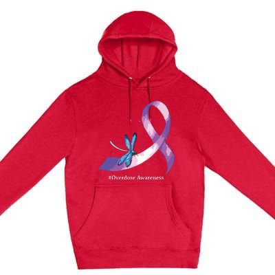 Hippie Dragonfly Purple Ribbon Overdose Awareness Premium Pullover Hoodie