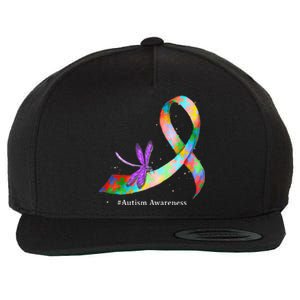 Hippie Dragonfly Puzzle Ribbon Autism Awareness Gifts Wool Snapback Cap