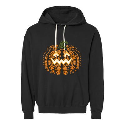 Halloween Dog Paw Pumpkin Funny Dogs Lovers Cool Gift Garment-Dyed Fleece Hoodie