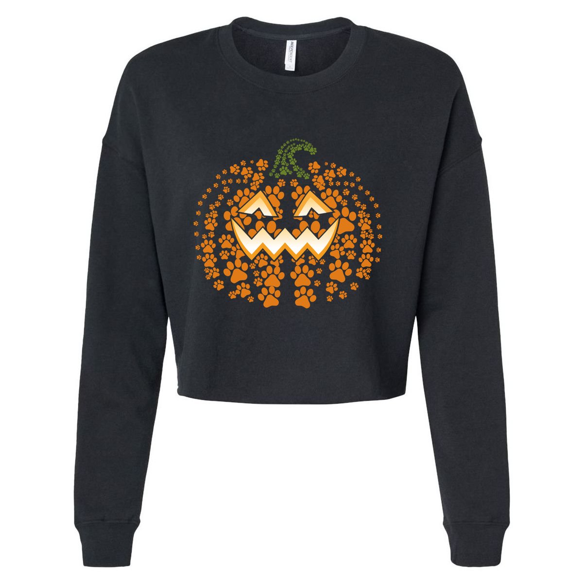 Halloween Dog Paw Pumpkin Funny Dogs Lovers Cool Gift Cropped Pullover Crew