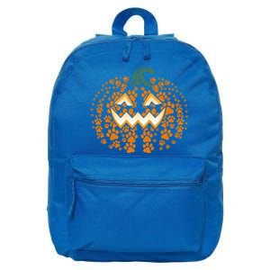 Halloween Dog Paw Pumpkin Funny Dogs Lovers Cool Gift 16 in Basic Backpack