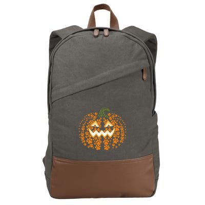 Halloween Dog Paw Pumpkin Funny Dogs Lovers Cool Gift Cotton Canvas Backpack