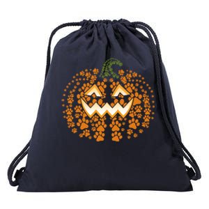 Halloween Dog Paw Pumpkin Funny Dogs Lovers Cool Gift Drawstring Bag