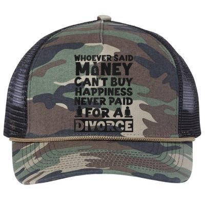 Happy Divorce Party Whoever Said Money Can't Buy Happiness Retro Rope Trucker Hat Cap