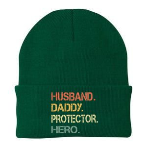 Husband Daddy Protector Hero Fathers Day Gift For Dad Wife Knit Cap Winter Beanie