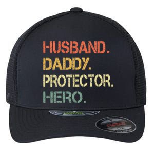 Husband Daddy Protector Hero Fathers Day Gift For Dad Wife Flexfit Unipanel Trucker Cap