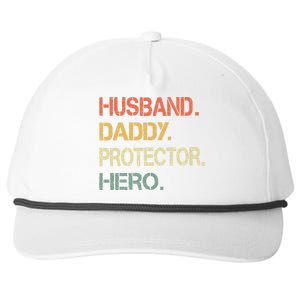 Husband Daddy Protector Hero Fathers Day Gift For Dad Wife Snapback Five-Panel Rope Hat