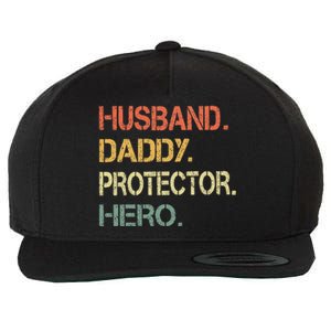 Husband Daddy Protector Hero Fathers Day Gift For Dad Wife Wool Snapback Cap