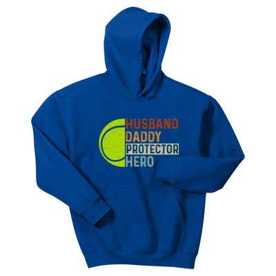 Husband Daddy Protector Hero Father Tennis Dad Grandpa Cute Gift Kids Hoodie