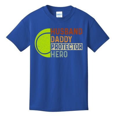 Husband Daddy Protector Hero Father Tennis Dad Grandpa Cute Gift Kids T-Shirt