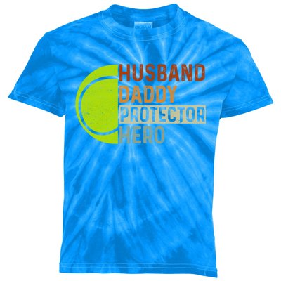 Husband Daddy Protector Hero Father Tennis Dad Grandpa Cute Gift Kids Tie-Dye T-Shirt