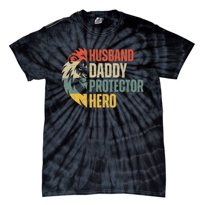 Husband Daddy Protector Hero Retro Father's Day Tie-Dye T-Shirt