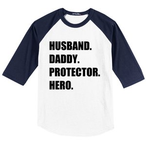 Husband Daddy Protector Hero Funny Fathers Day Funny Gift Baseball Sleeve Shirt