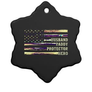 Husband Daddy Protector Hero FatherS Day Dad Ceramic Star Ornament