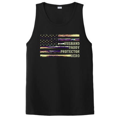 Husband Daddy Protector Hero FatherS Day Dad PosiCharge Competitor Tank