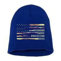 Husband Daddy Protector Hero FatherS Day Dad Short Acrylic Beanie